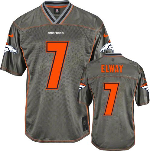 Youth Elite John Elway Nike Jersey Grey - #7 Vapor NFL Denver Broncos